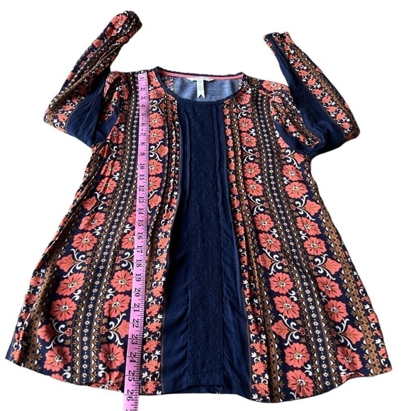 Matilda Jane Women’s Blue and Orange Floral Rayon Long Sleeve Blouse, XS - Picture 9 of 9